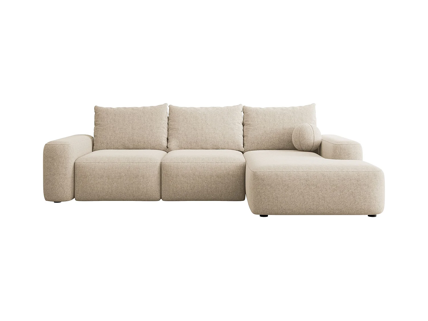 Canapé d'angle convertible - crème chenille - côté droit - CARNOS