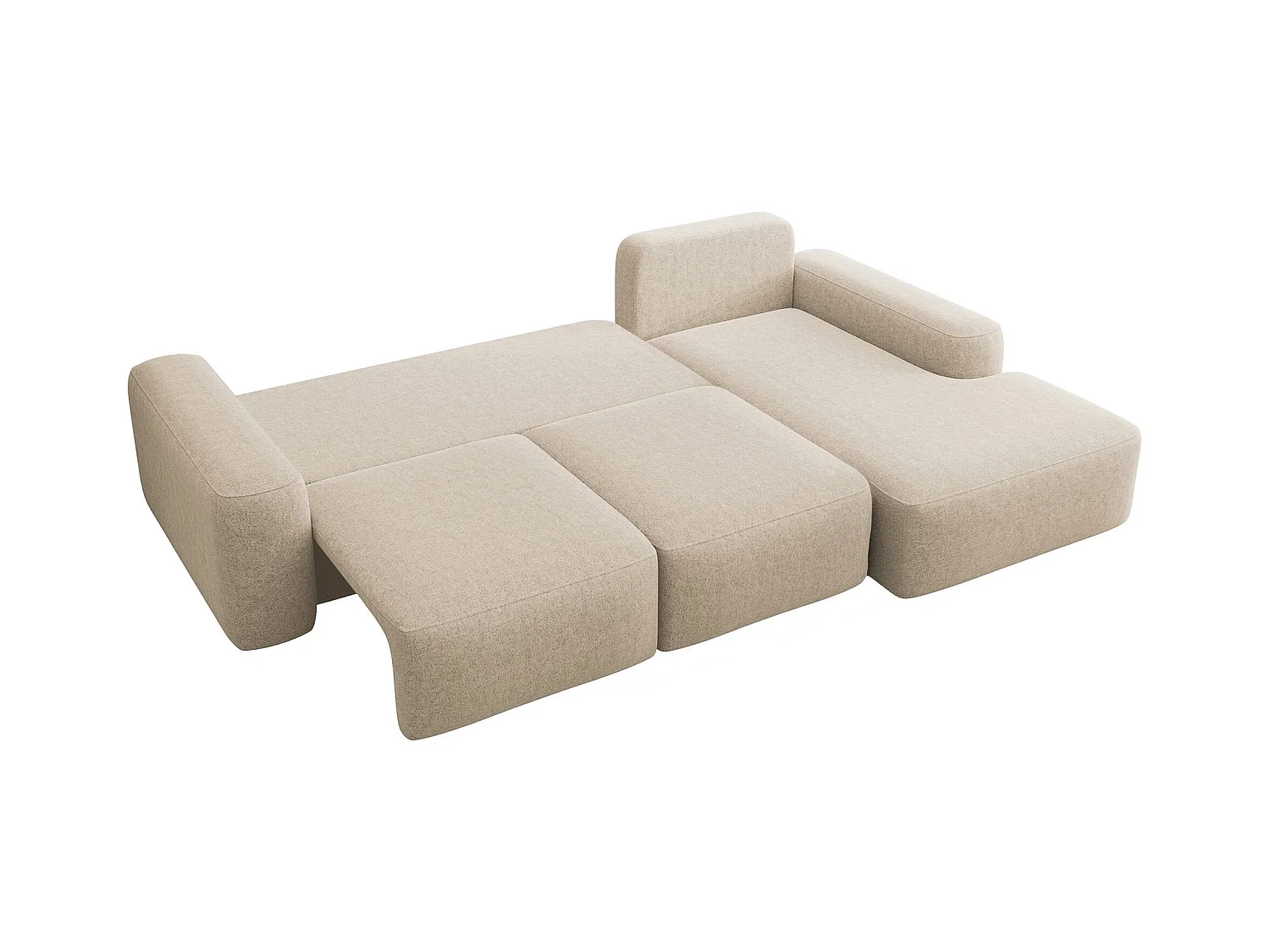 Canapé d'angle convertible - crème chenille - côté droit - CARNOS