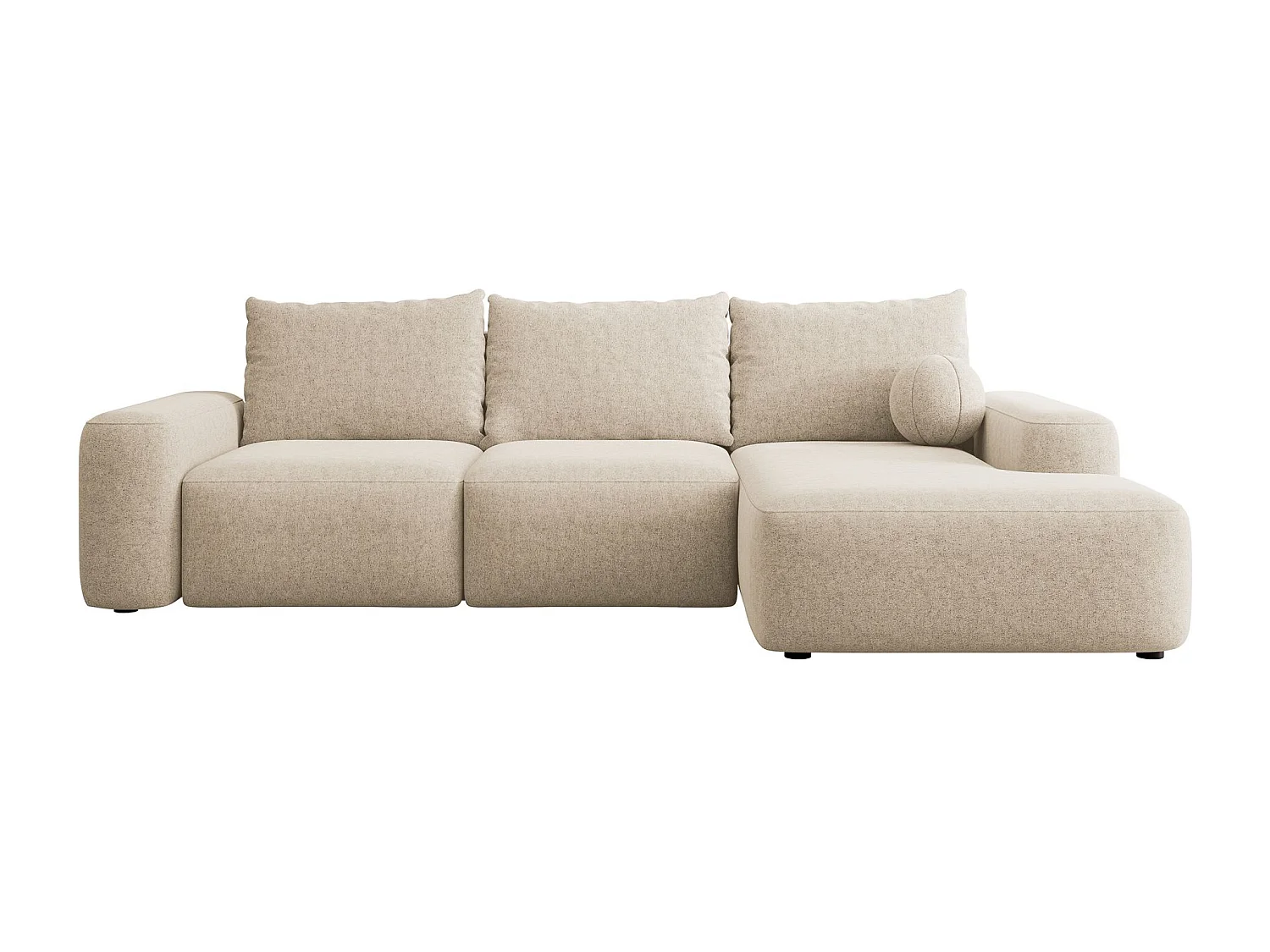 Canapé d'angle convertible - crème chenille - côté droit - CARNOS