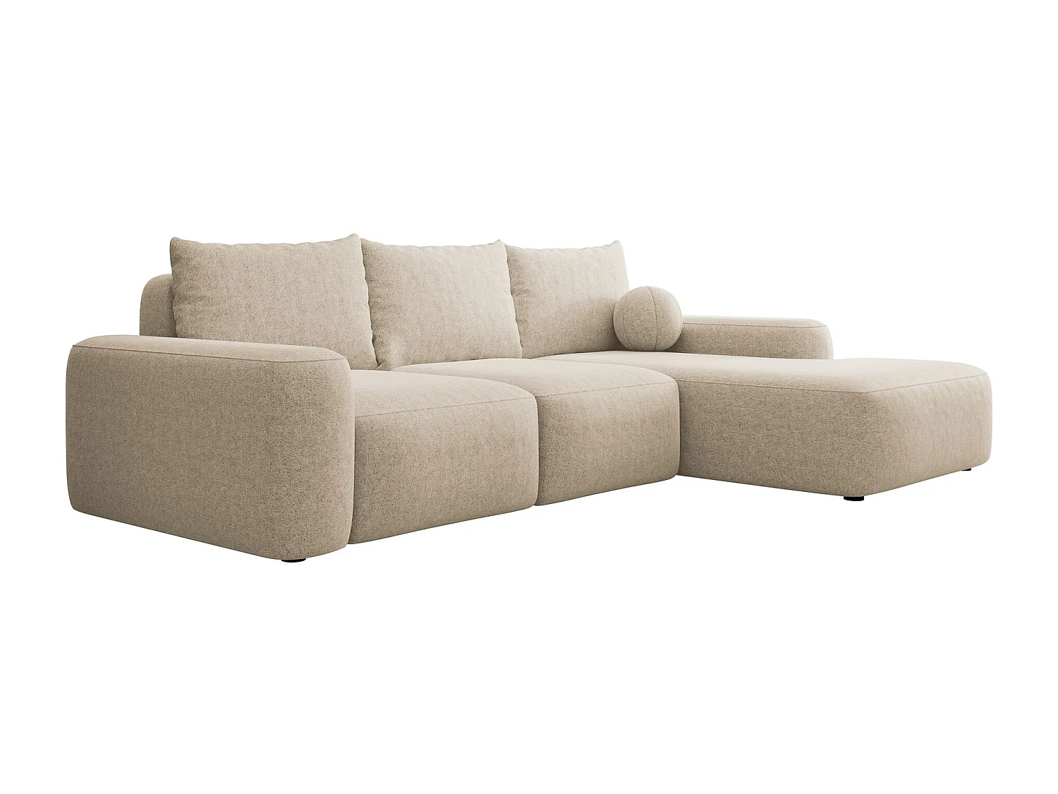 Canapé d'angle convertible - crème chenille - côté droit - CARNOS