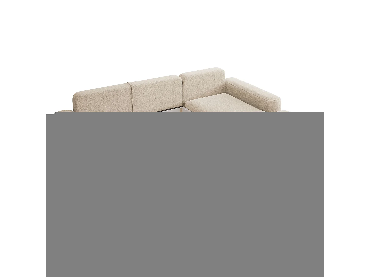 Canapé d'angle convertible - crème chenille - côté droit - CARNOS