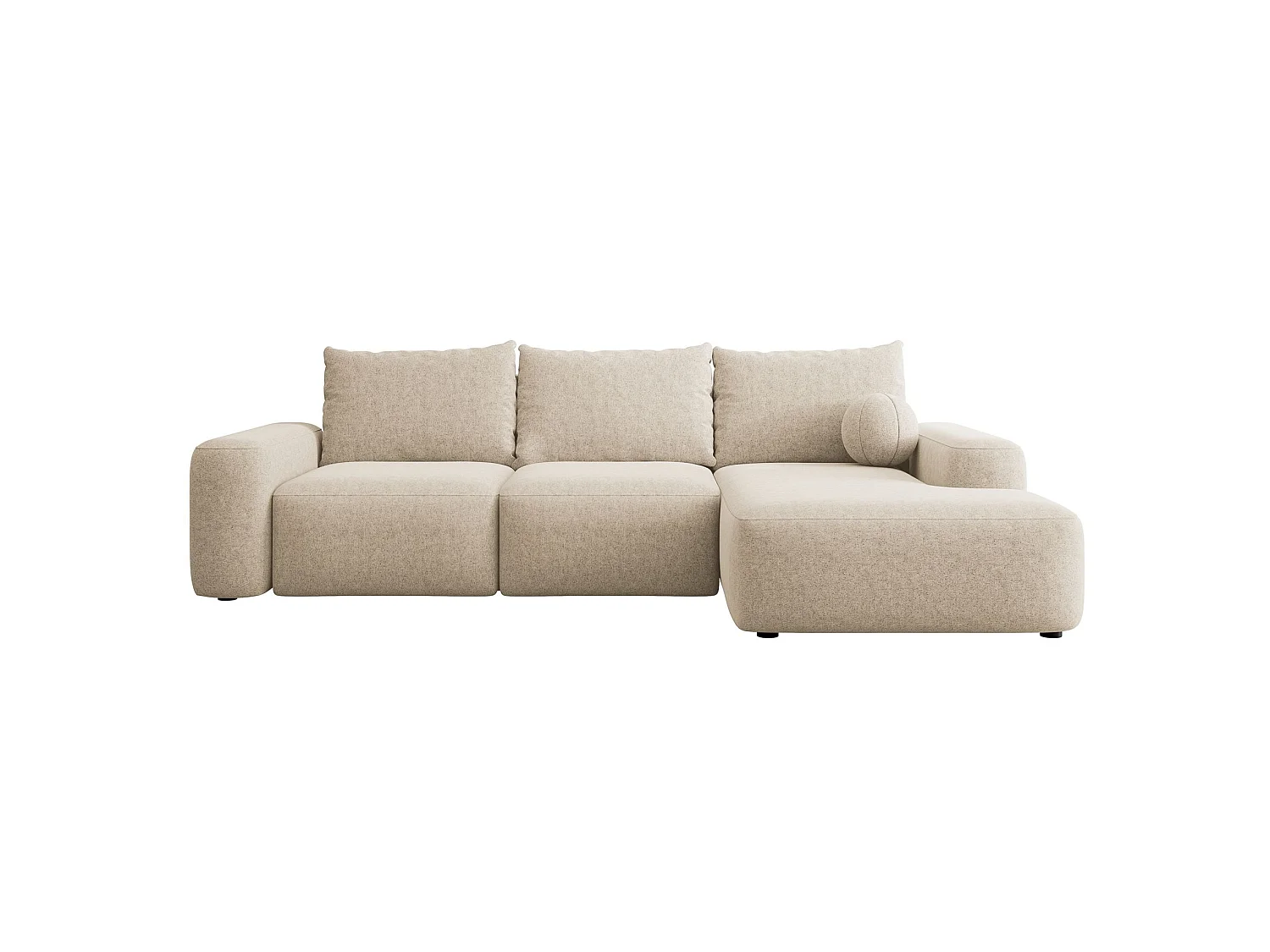 Canapé d'angle convertible - crème chenille - côté droit - CARNOS