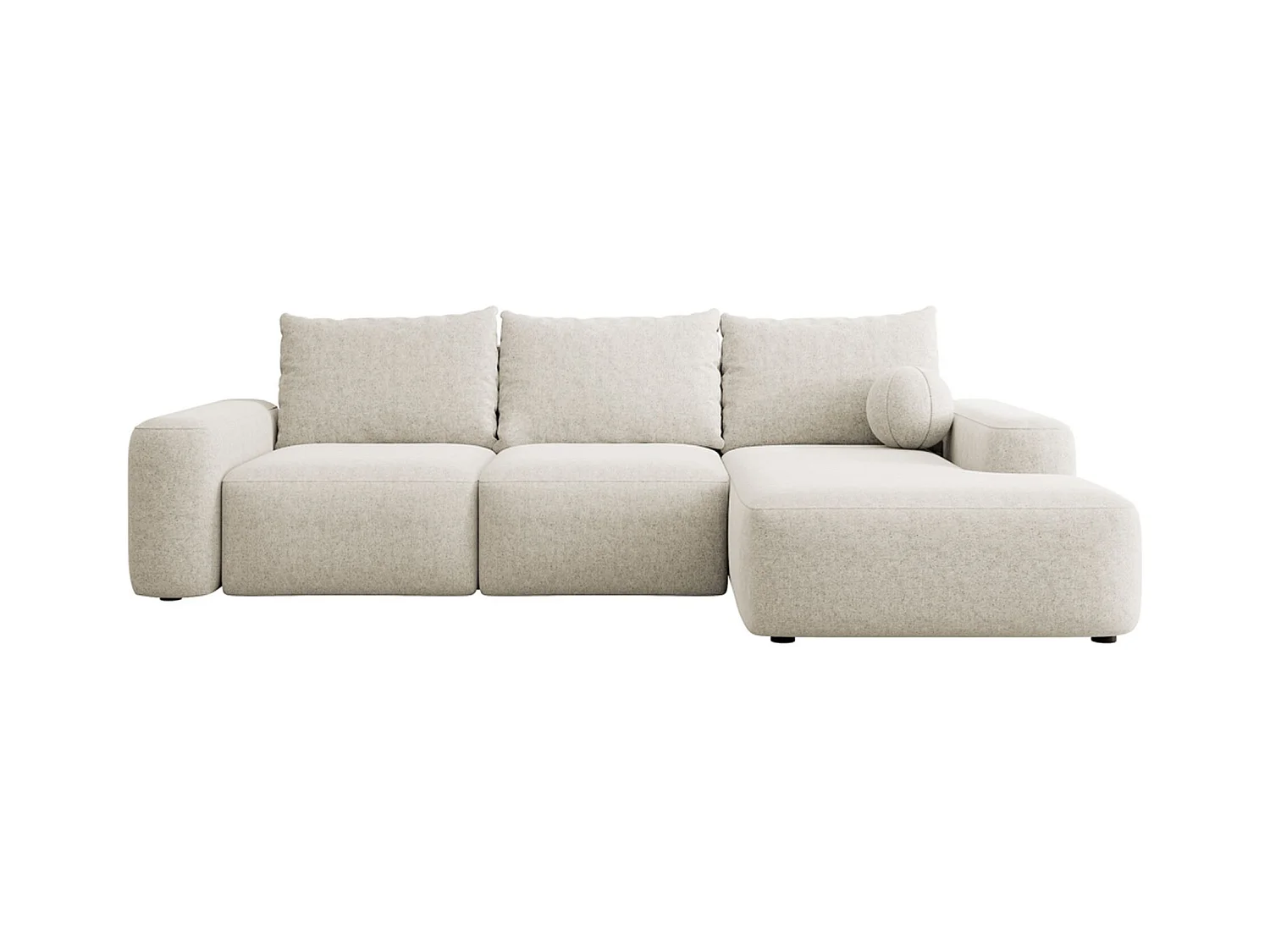 Canapé d'angle convertible - crème chenille - côté droit - CARNOS