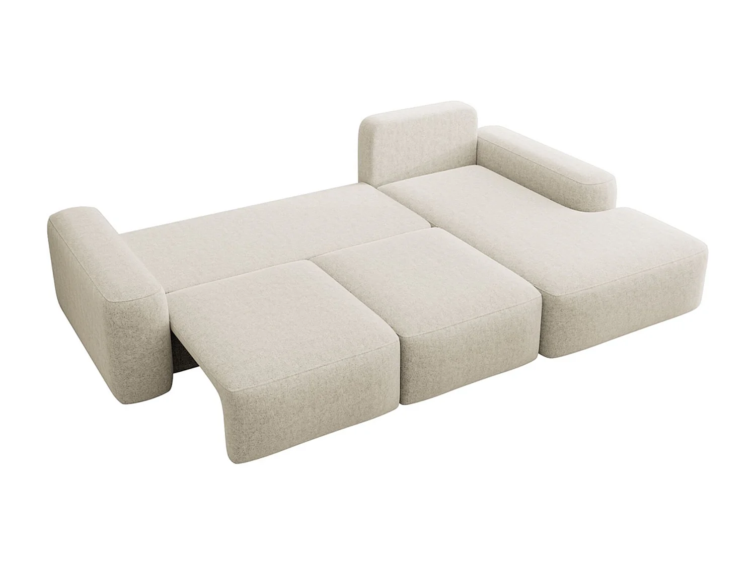 Canapé d'angle convertible - crème chenille - côté droit - CARNOS