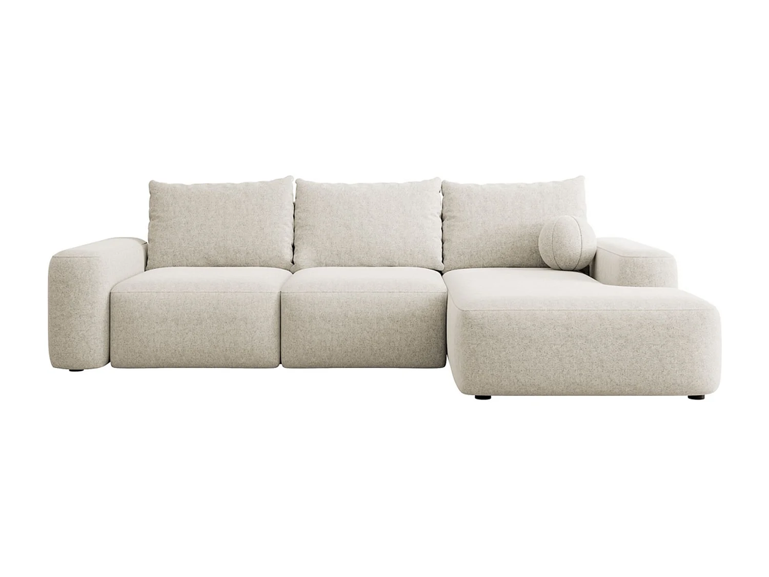 Canapé d'angle convertible - crème chenille - côté droit - CARNOS
