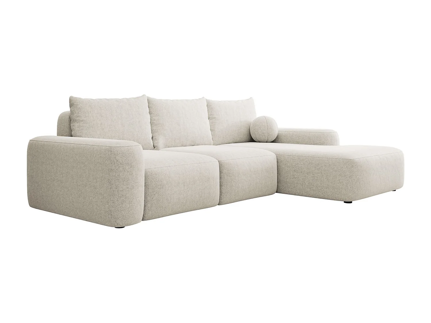 Canapé d'angle convertible - crème chenille - côté droit - CARNOS