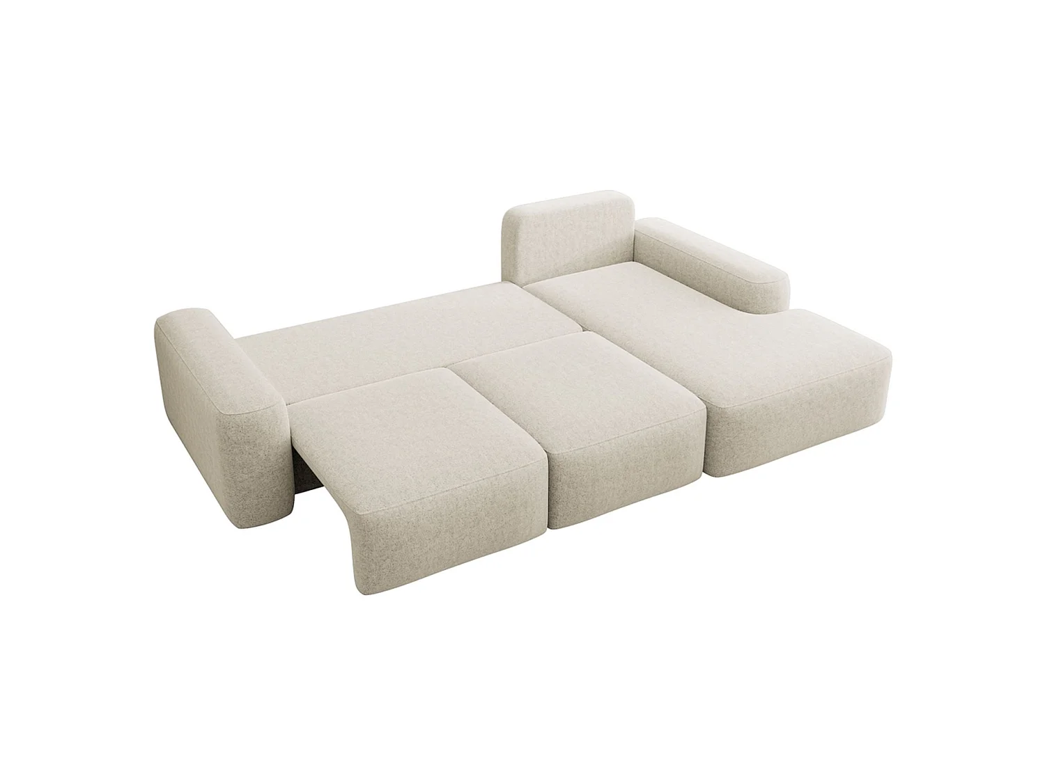Canapé d'angle convertible - crème chenille - côté droit - CARNOS