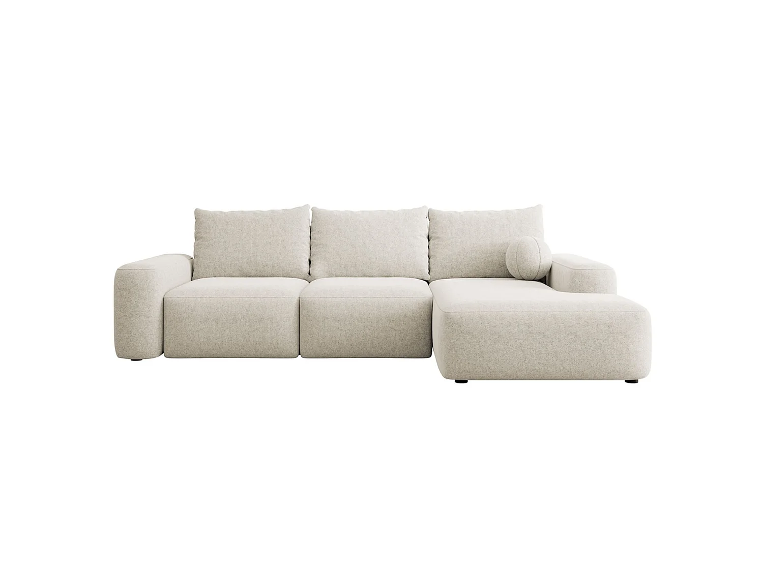 Canapé d'angle convertible - crème chenille - côté droit - CARNOS