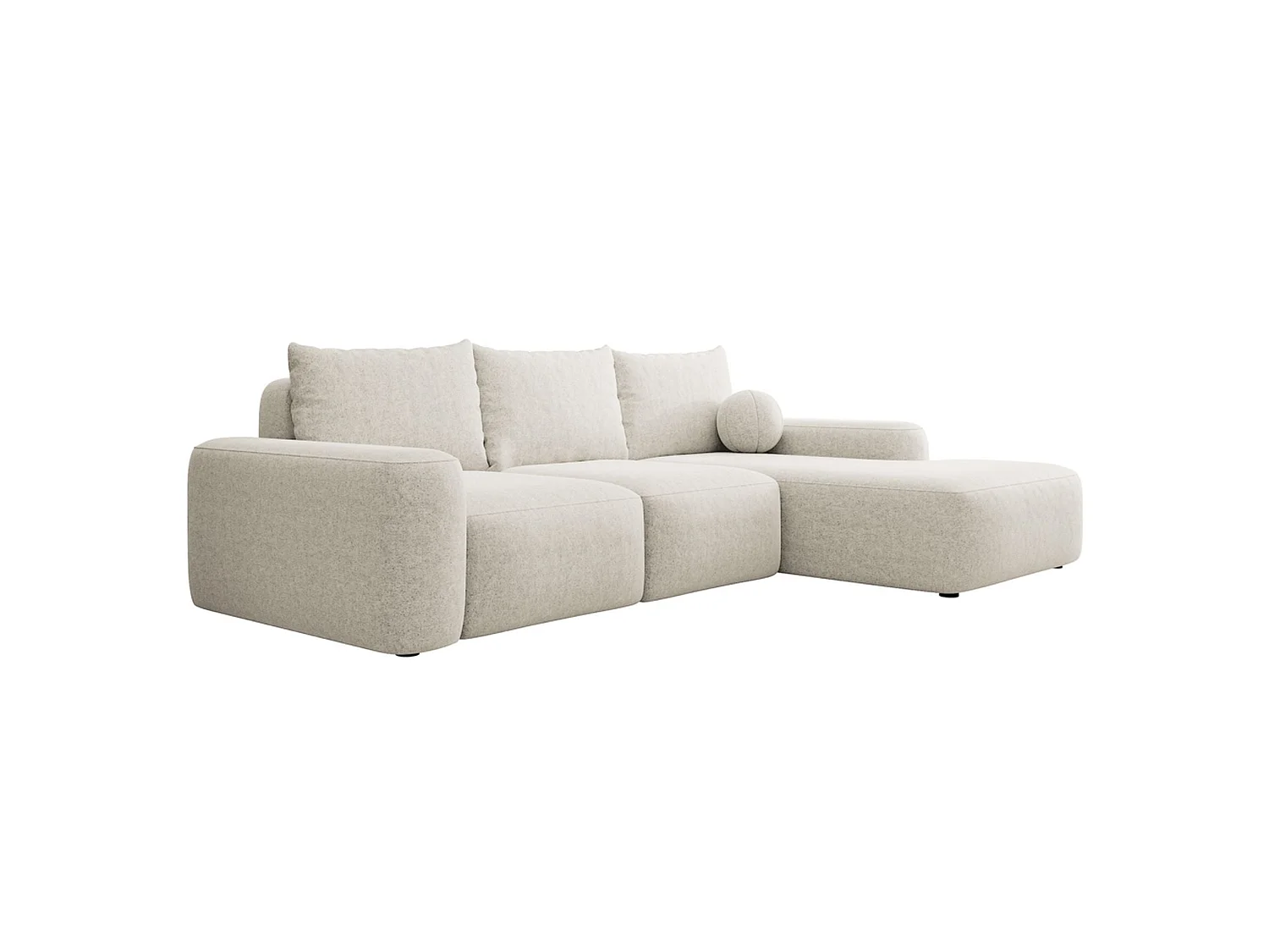 Canapé d'angle convertible - crème chenille - côté droit - CARNOS