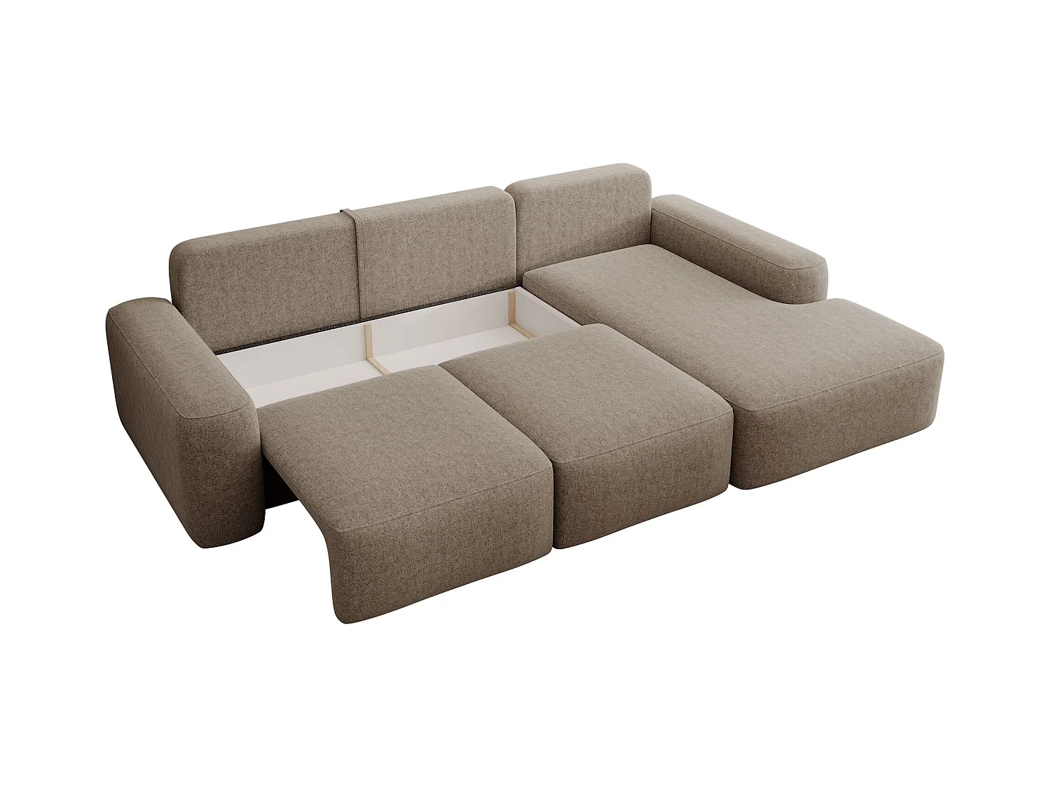 Carnos Ecksofa - mit Chenillebezug und Ballkissen - hellbraun - rechts - CARNOS