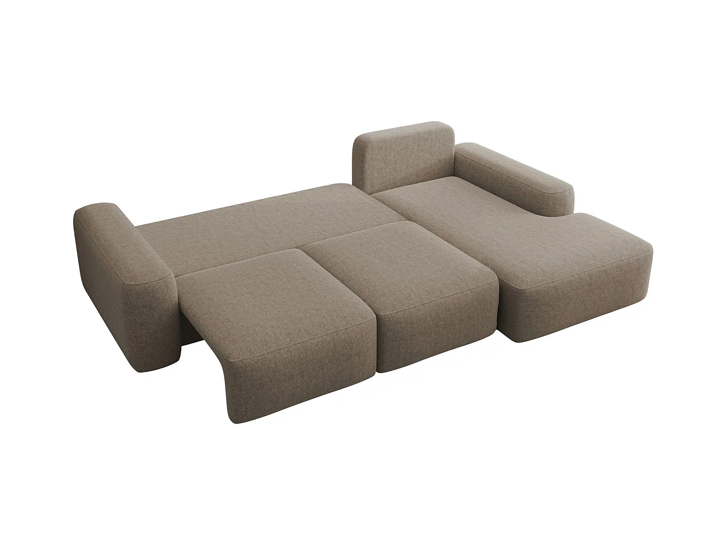 Carnos Ecksofa - mit Chenillebezug und Ballkissen - hellbraun - rechts - CARNOS