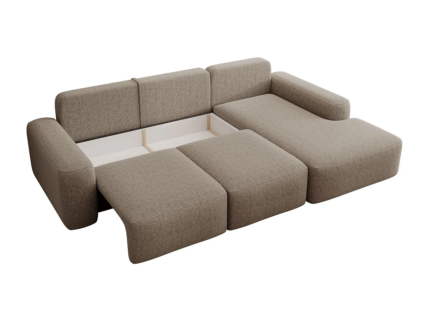 Carnos Ecksofa - mit Chenillebezug und Ballkissen - hellbraun - rechts - CARNOS