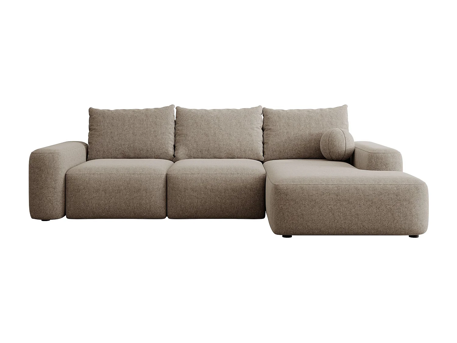 Carnos Ecksofa - mit Chenillebezug und Ballkissen - hellbraun - rechts - CARNOS