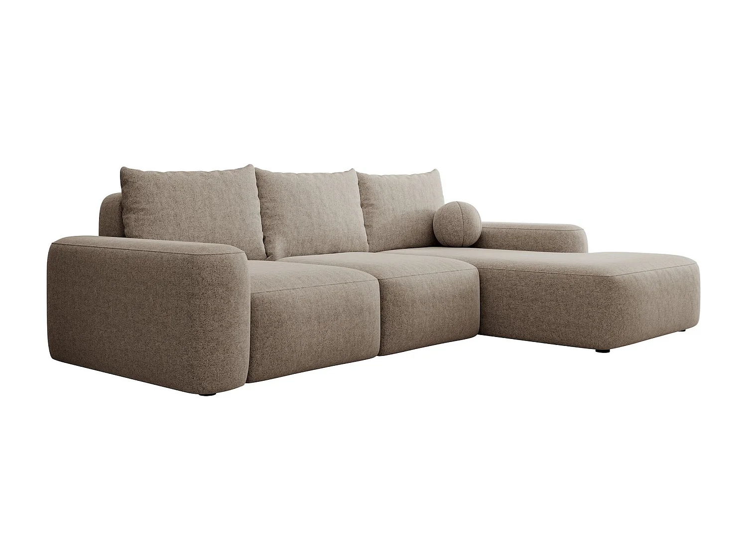 Carnos Ecksofa - mit Chenillebezug und Ballkissen - hellbraun - rechts - CARNOS