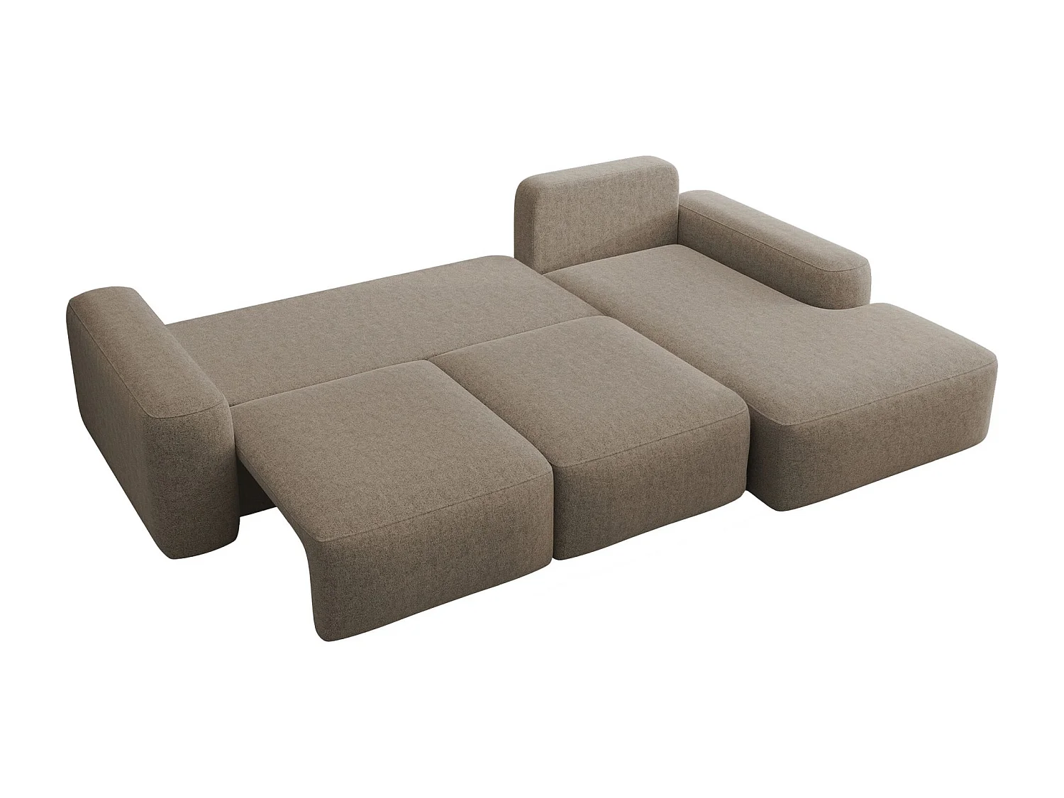 Carnos Ecksofa - mit Chenillebezug und Ballkissen - hellbraun - rechts - CARNOS