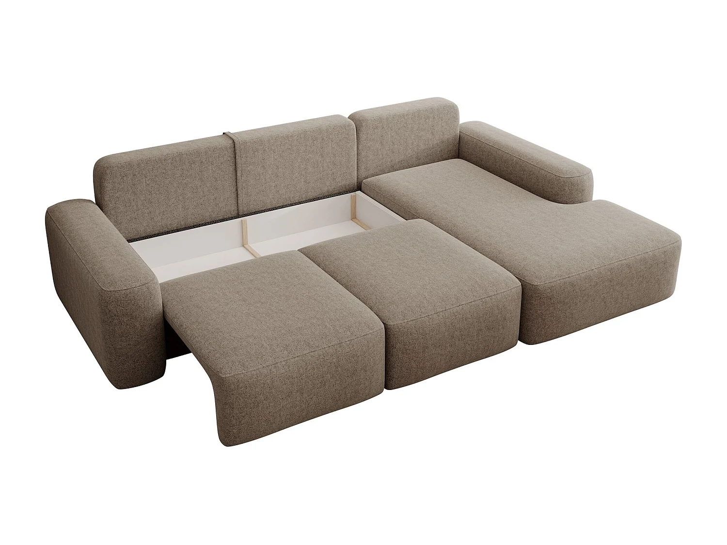 Carnos Ecksofa - mit Chenillebezug und Ballkissen - hellbraun - rechts - CARNOS