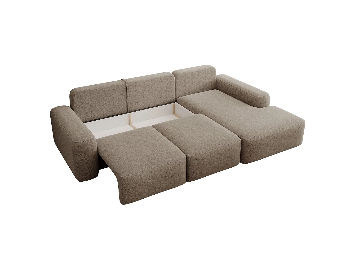 Canapé d'angle convertible - brun clair chenille - côté droit - CARNOS