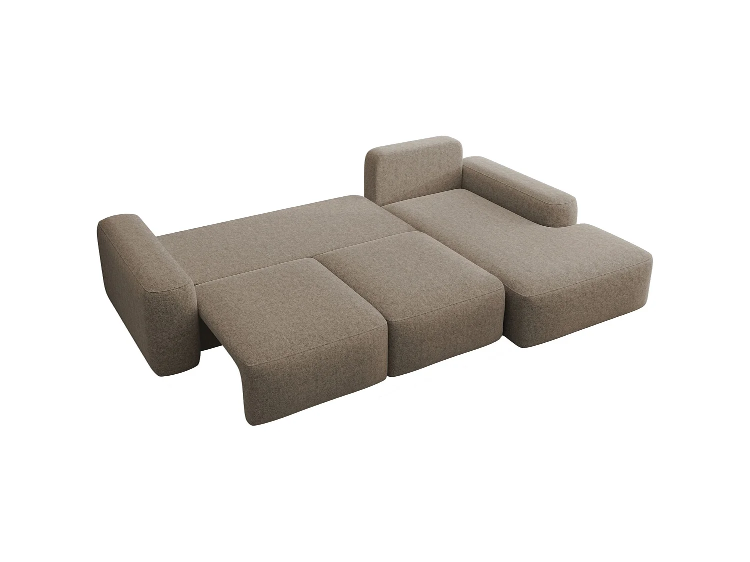 Canapé d'angle convertible - brun clair chenille - côté droit - CARNOS
