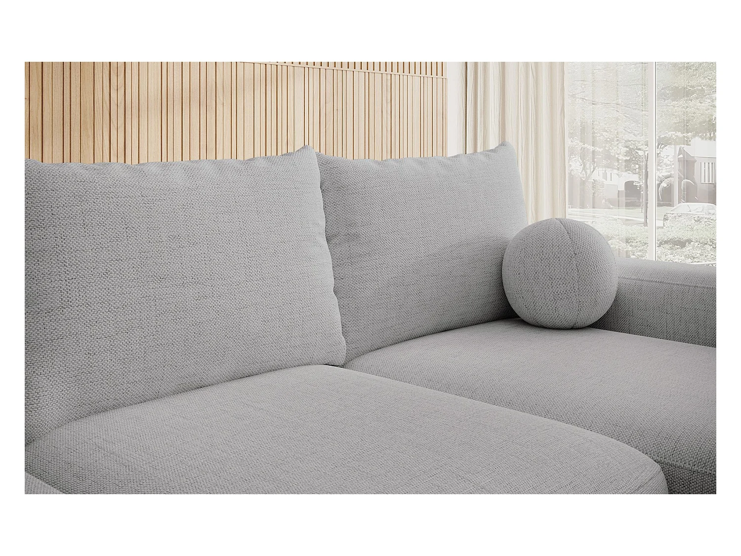 Canapé d'angle convertible - gris chenille - côté droit - CARNOS