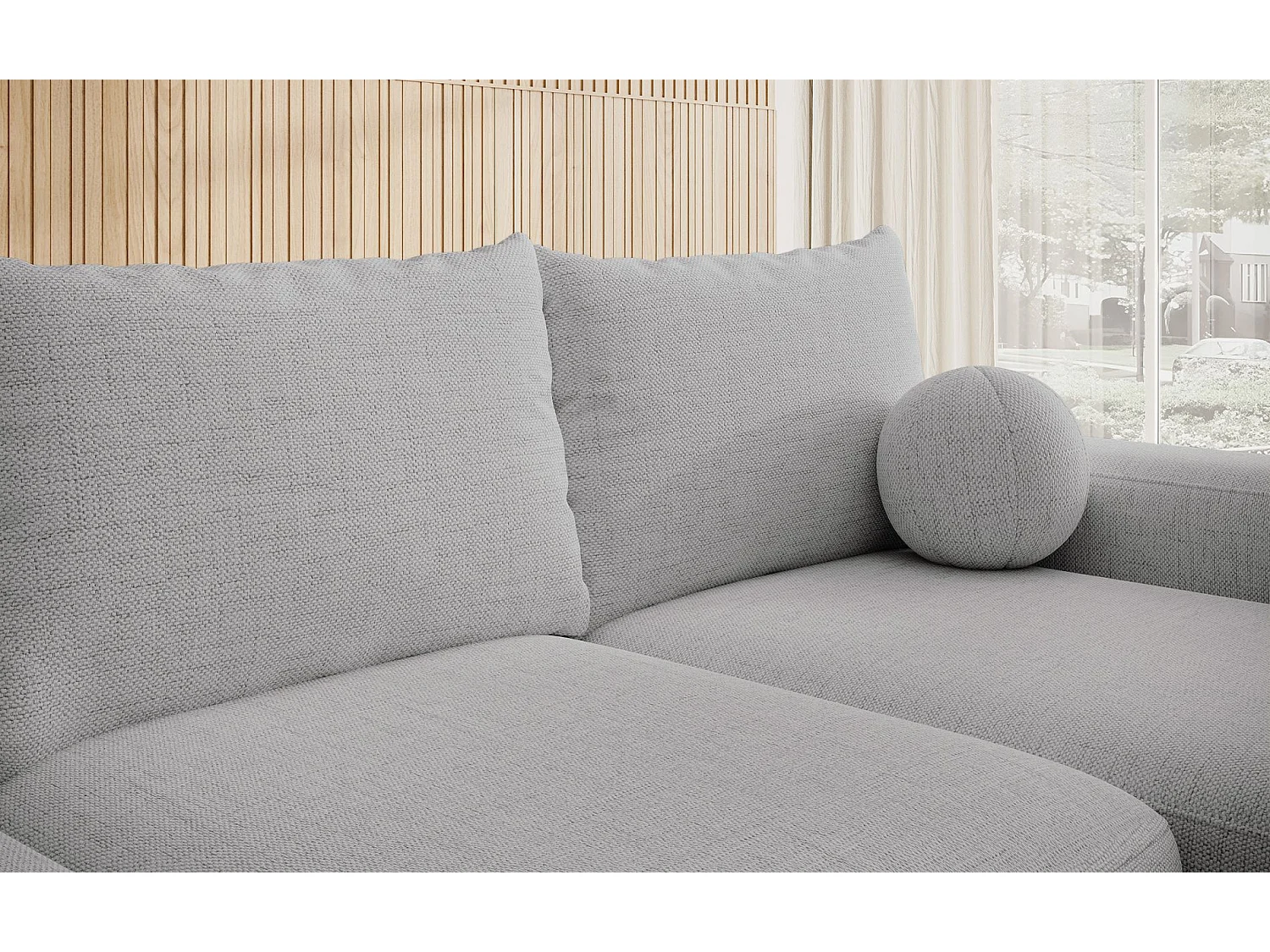 Canapé d'angle convertible - gris chenille - côté droit - CARNOS