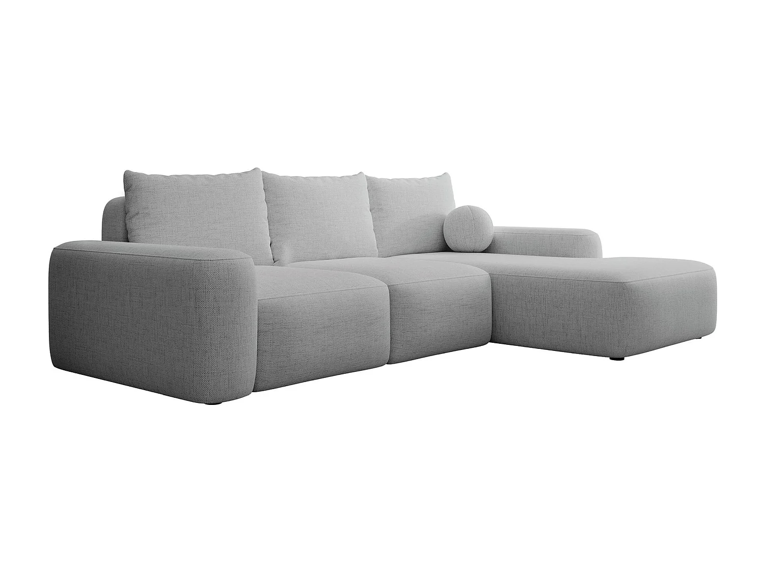 Canapé d'angle convertible - gris chenille - côté droit - CARNOS