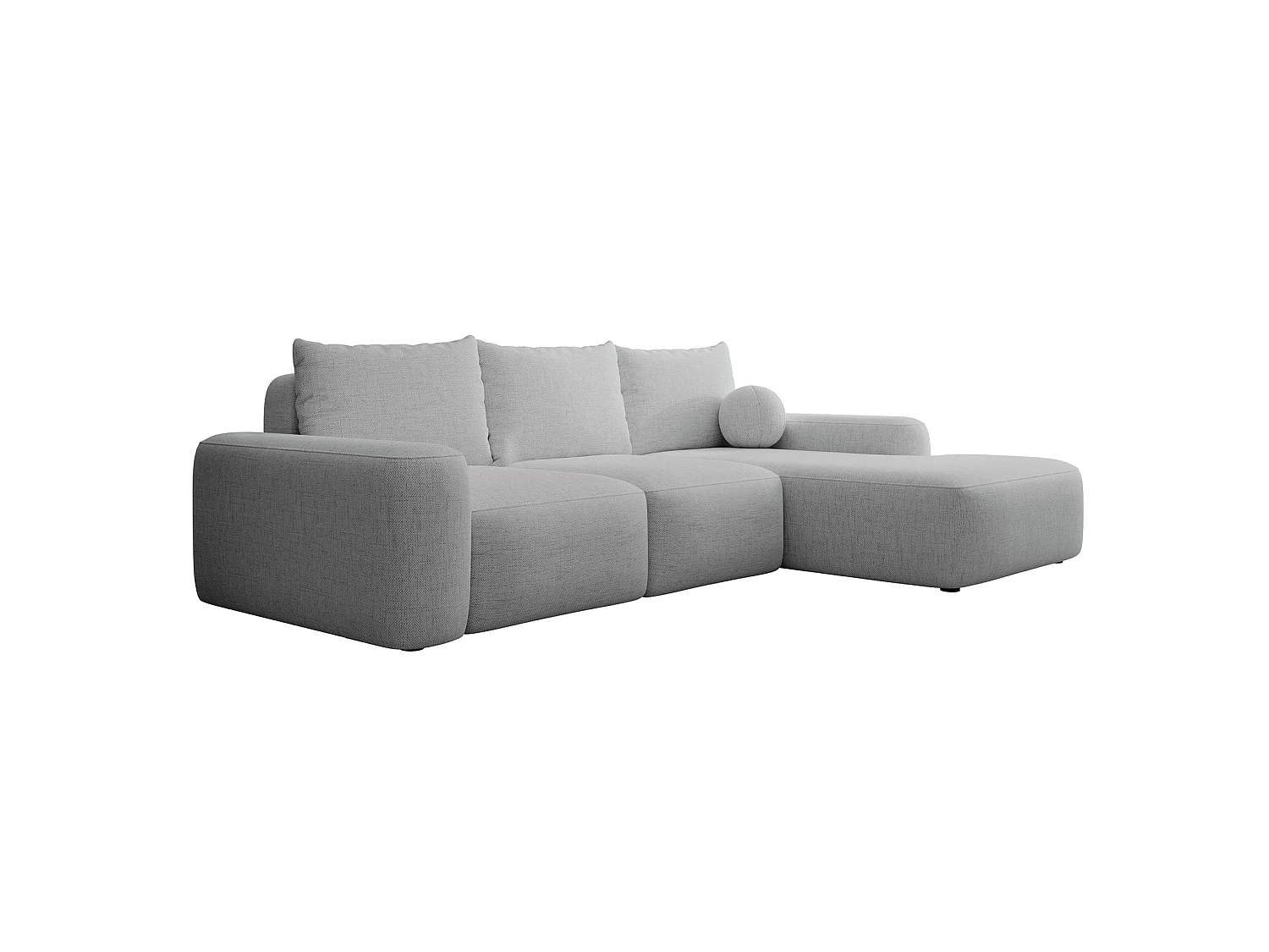 Carnos Ecksofa - mit Chenillebezug und Ballkissen - grau - rechts - CARNOS