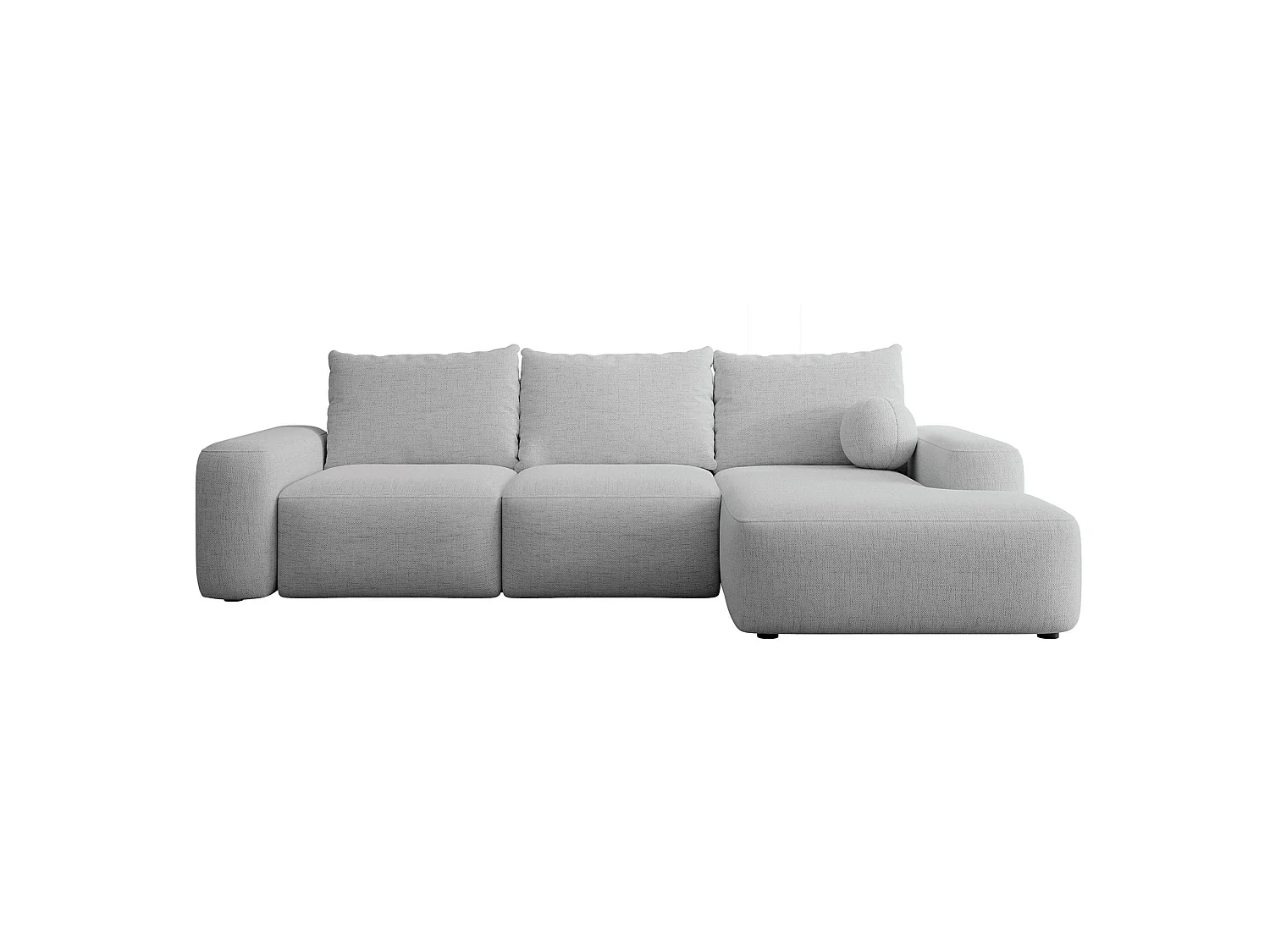 Carnos Ecksofa - mit Chenillebezug und Ballkissen - grau - rechts - CARNOS