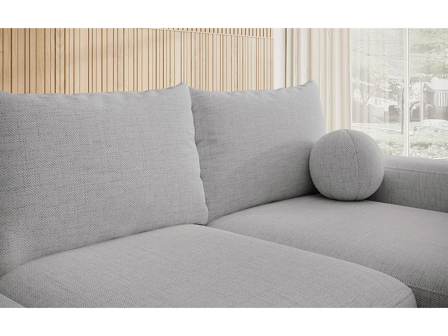 Carnos Ecksofa - mit Chenillebezug und Ballkissen - grau - rechts - CARNOS