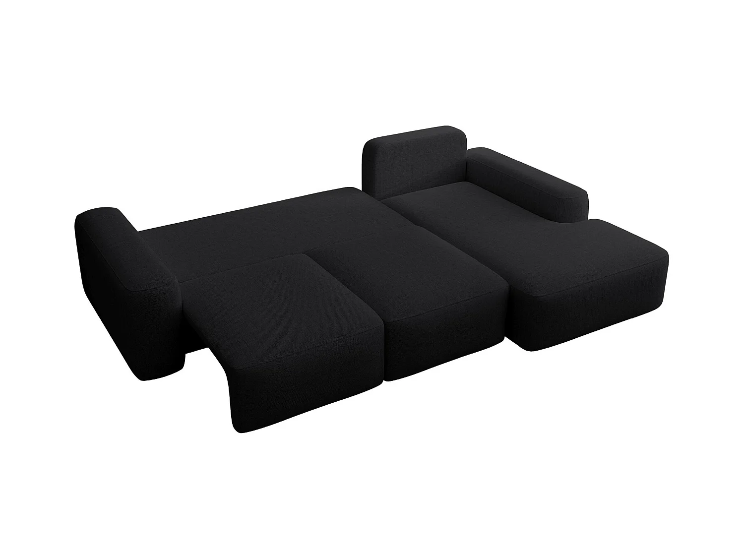 Canapé d'angle convertible - noir chenille - côté droit - CARNOS