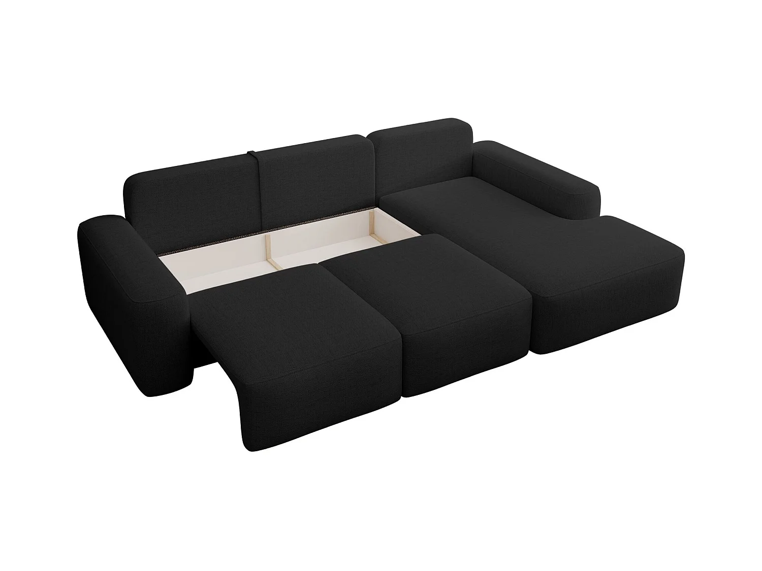 Canapé d'angle convertible - noir chenille - côté droit - CARNOS