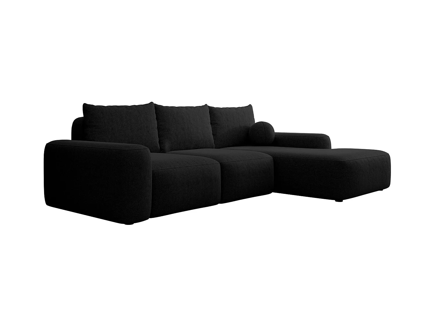 Canapé d'angle convertible - noir chenille - côté droit - CARNOS