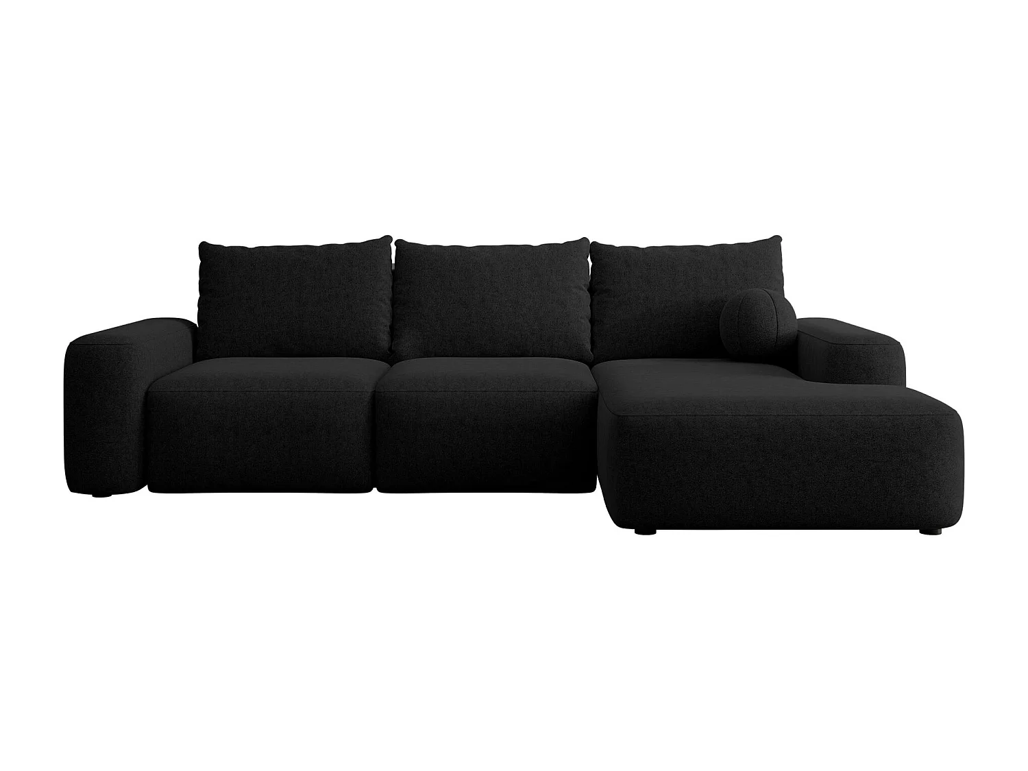 Carnos Ecksofa - mit Chenillebezug und Ballkissen - schwarz - rechts - CARNOS