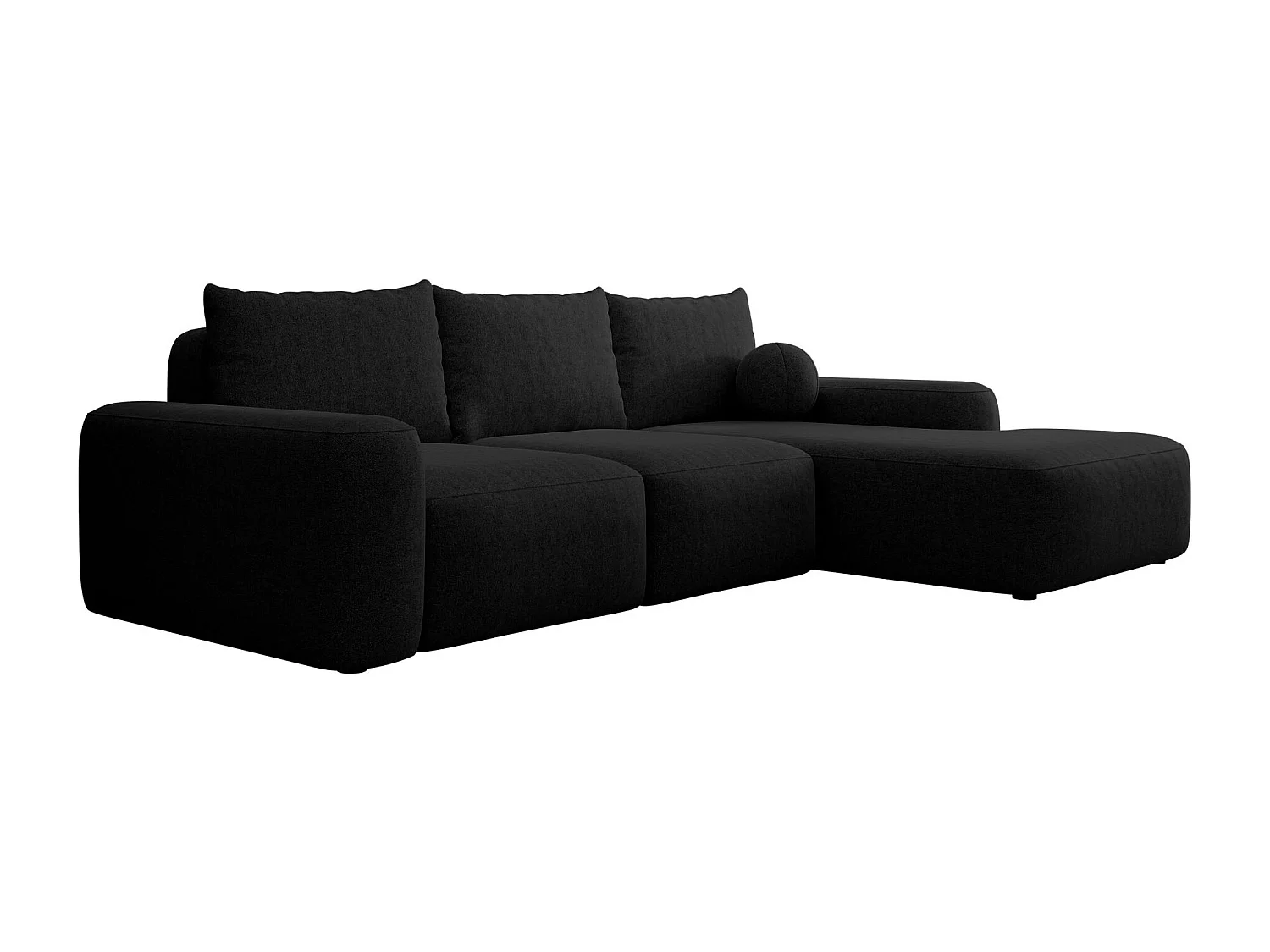 Carnos Ecksofa - mit Chenillebezug und Ballkissen - schwarz - rechts - CARNOS