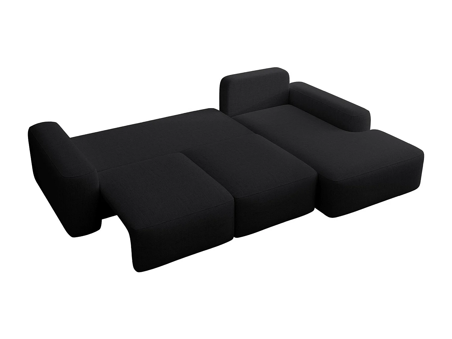 Canapé d'angle convertible - noir chenille - côté droit - CARNOS