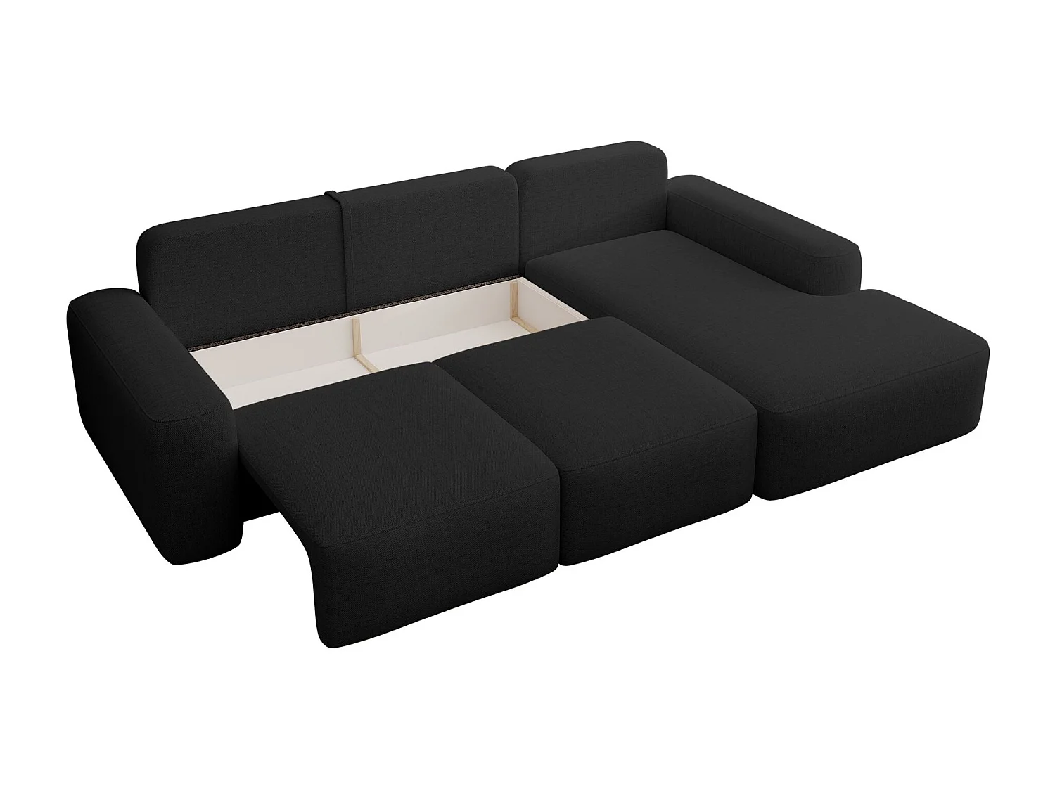 Canapé d'angle convertible - noir chenille - côté droit - CARNOS