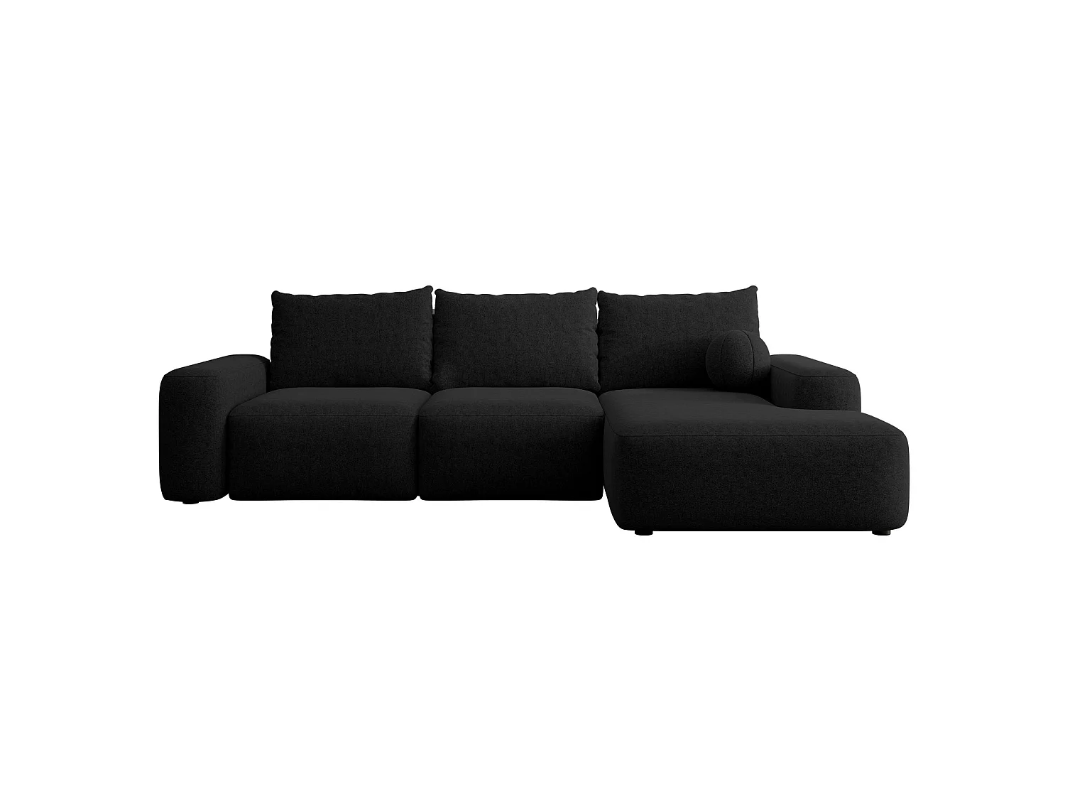 Canapé d'angle convertible - noir chenille - côté droit - CARNOS