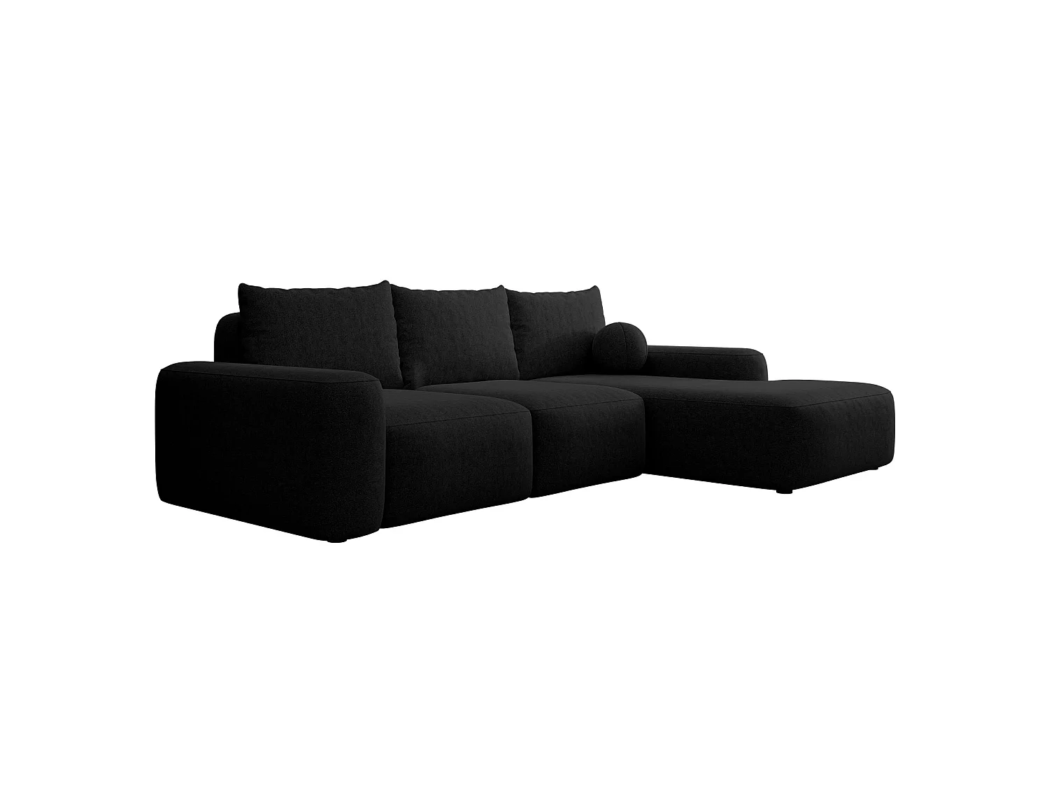 Canapé d'angle convertible - noir chenille - côté droit - CARNOS