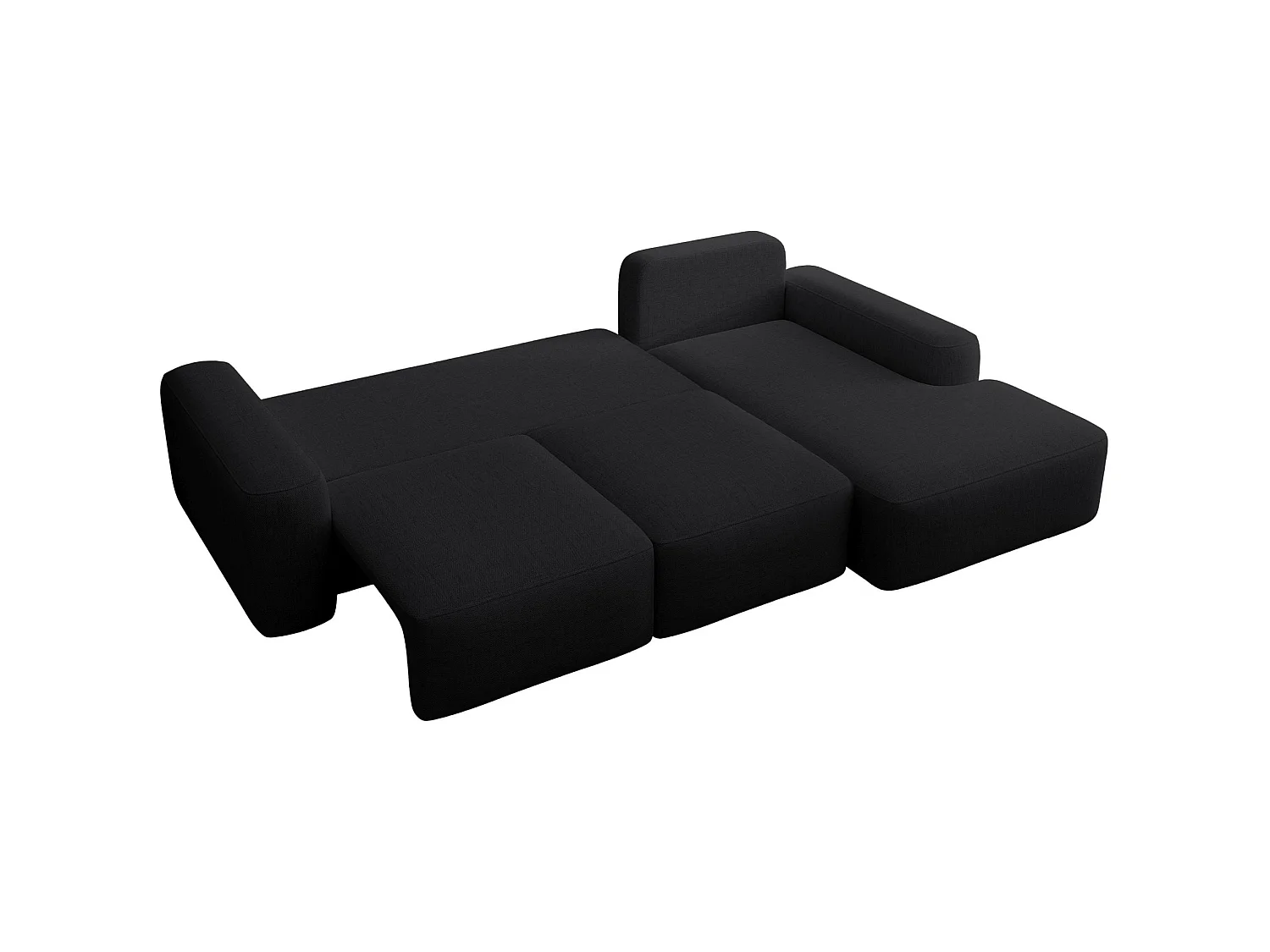 Canapé d'angle convertible - noir chenille - côté droit - CARNOS