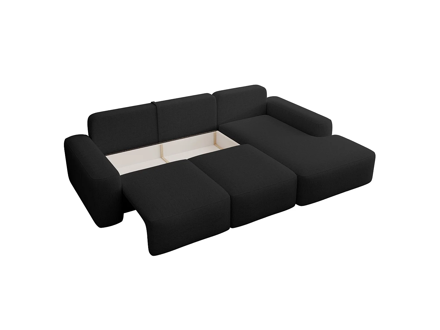 Canapé d'angle convertible - noir chenille - côté droit - CARNOS