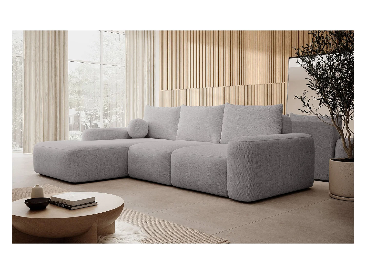 Hoekbank - chenillegrijs - linkerzijde - CARNOS