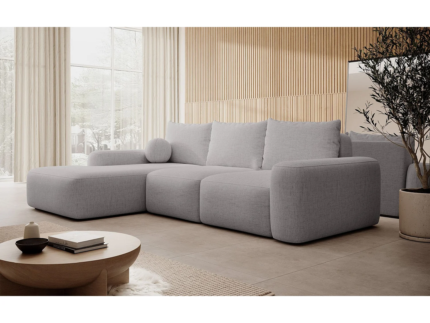 Hoekbank - chenillegrijs - linkerzijde - CARNOS