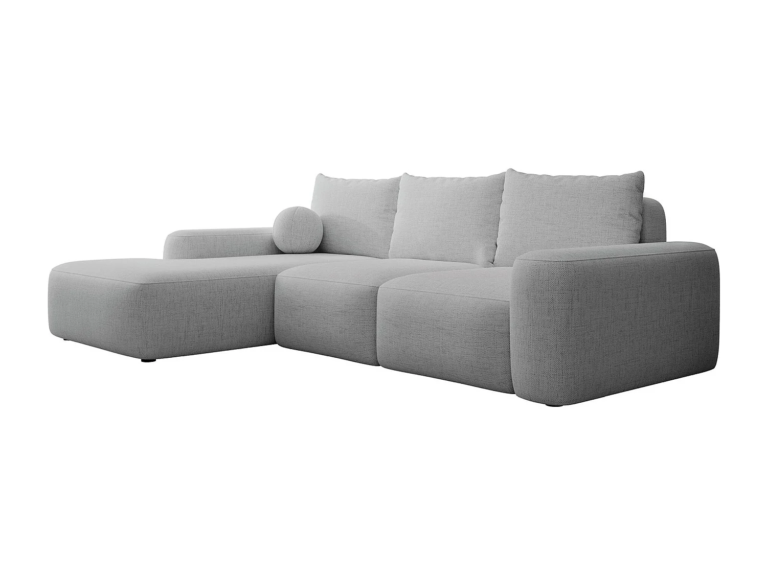 Canapé d'angle convertible - gris chenille - côté gauche - CARNOS