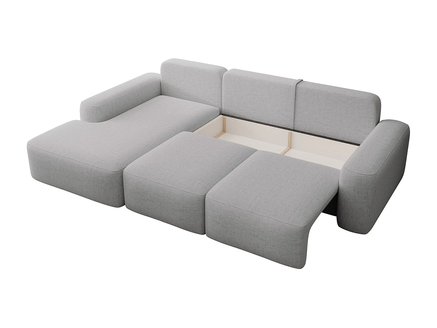 Canapé d'angle convertible - gris chenille - côté gauche - CARNOS