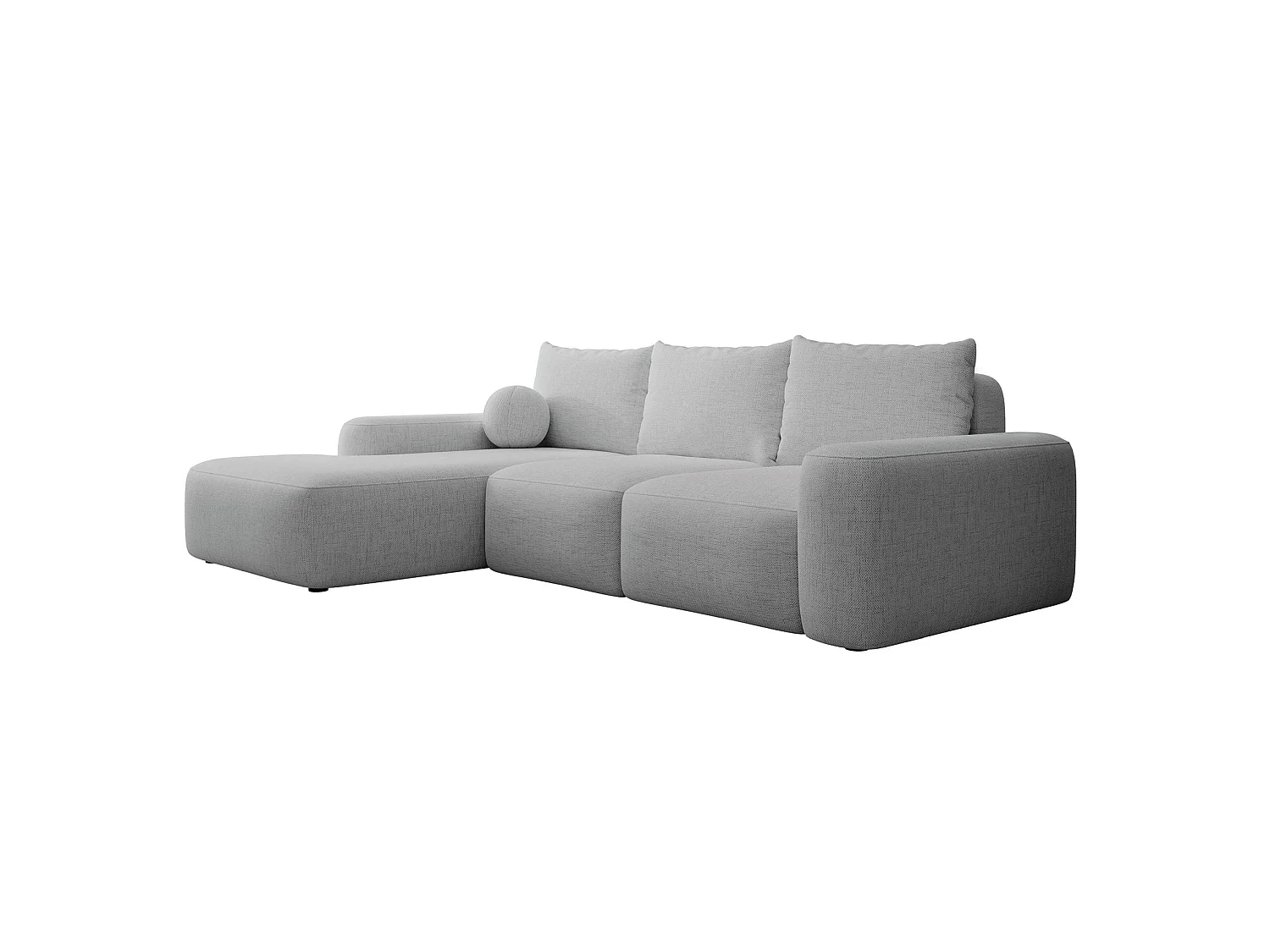 Canapé d'angle convertible - gris chenille - côté gauche - CARNOS