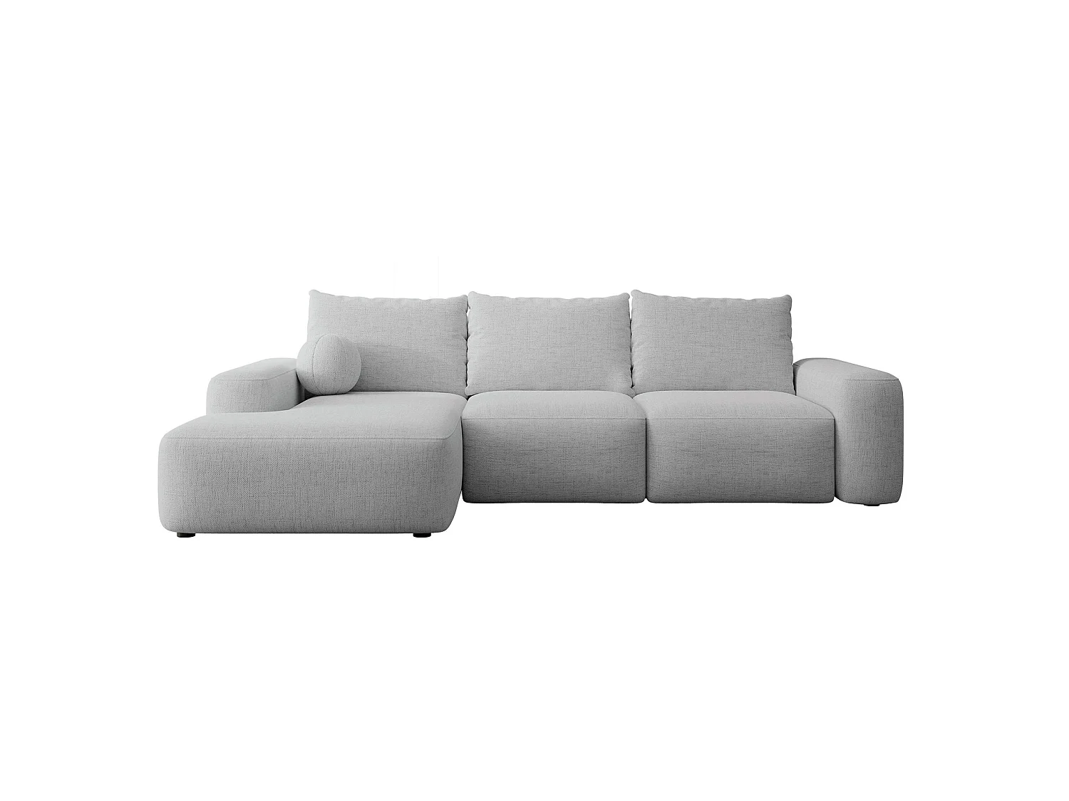 Canapé d'angle convertible - gris chenille - côté gauche - CARNOS