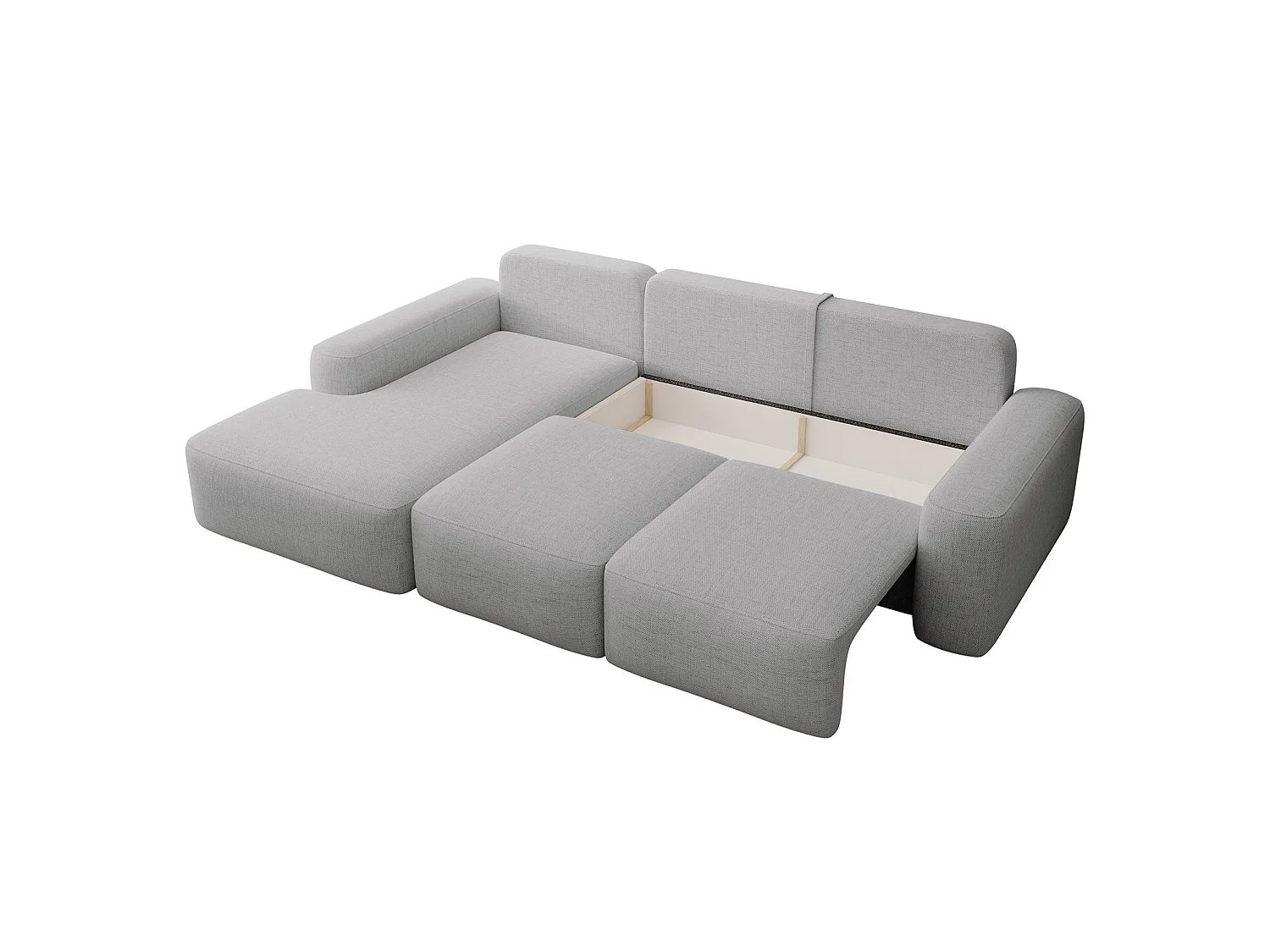 Canapé d'angle convertible - gris chenille - côté gauche - CARNOS