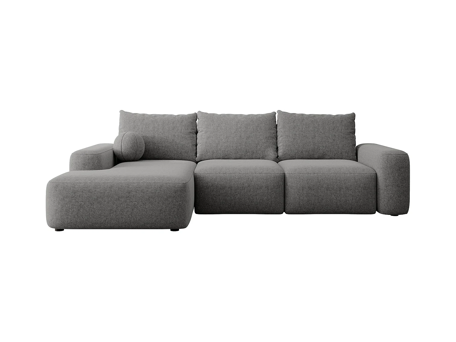 Canapé d'angle convertible - gris foncé chenille - côté gauche - CARNOS