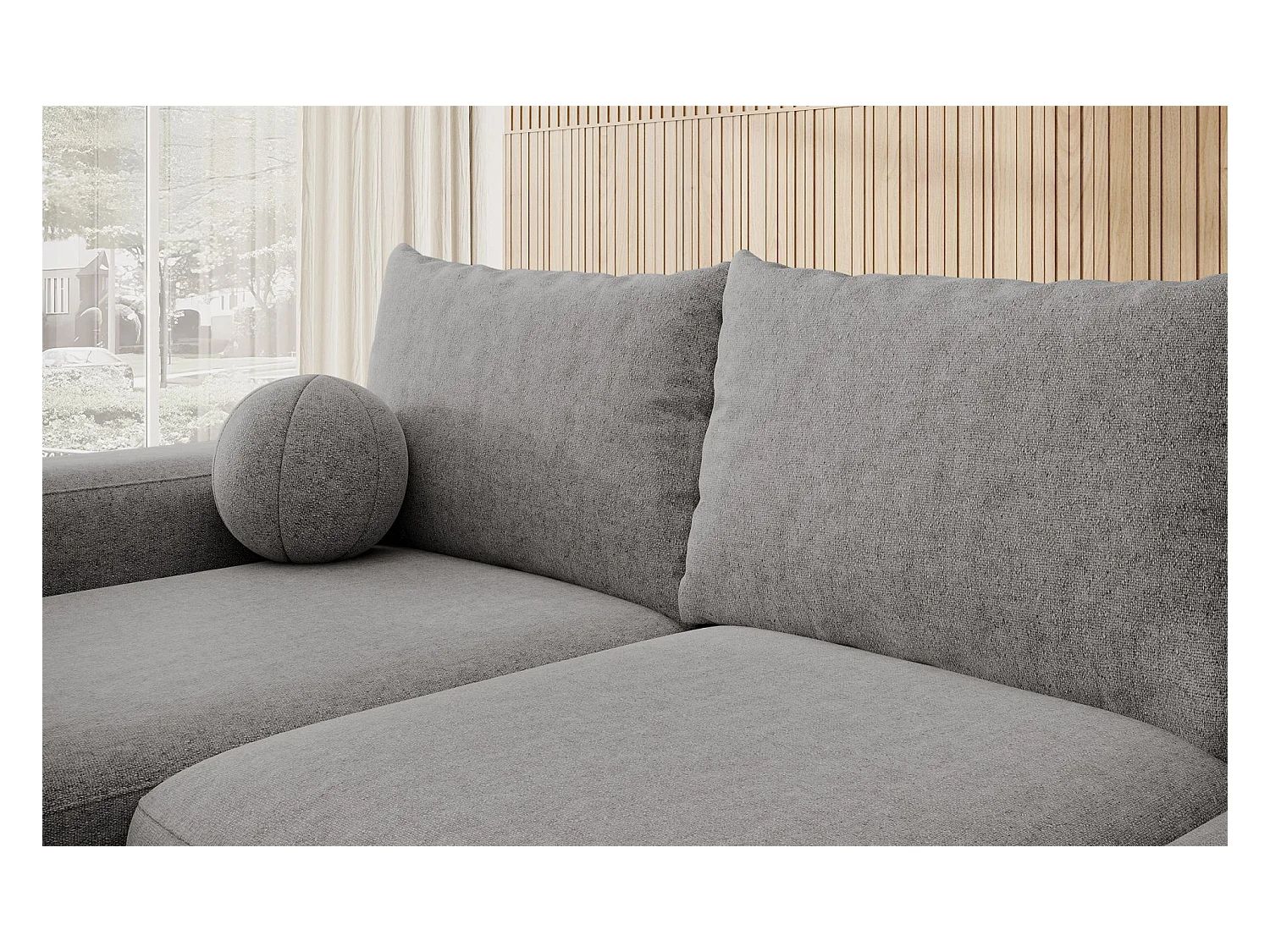 Canapé d'angle convertible - gris foncé chenille - côté gauche - CARNOS