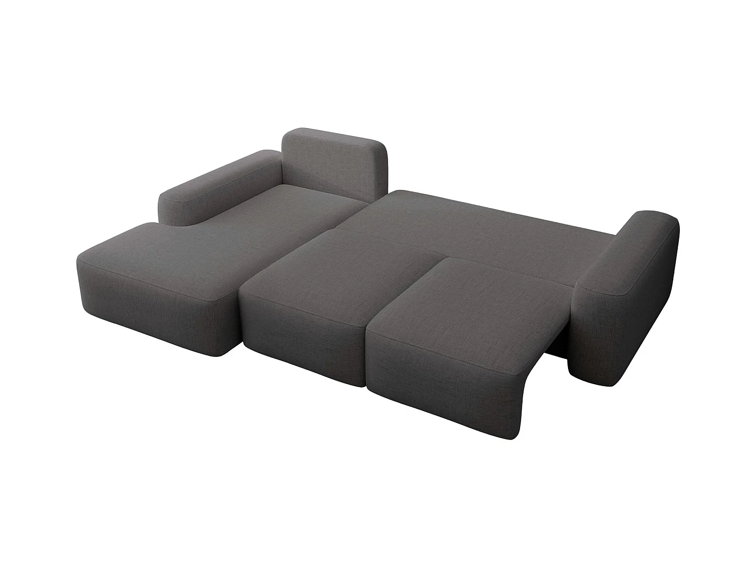 Canapé d'angle convertible - gris foncé chenille - côté gauche - CARNOS