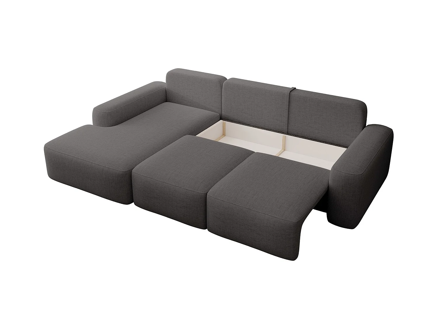 Canapé d'angle convertible - gris foncé chenille - côté gauche - CARNOS